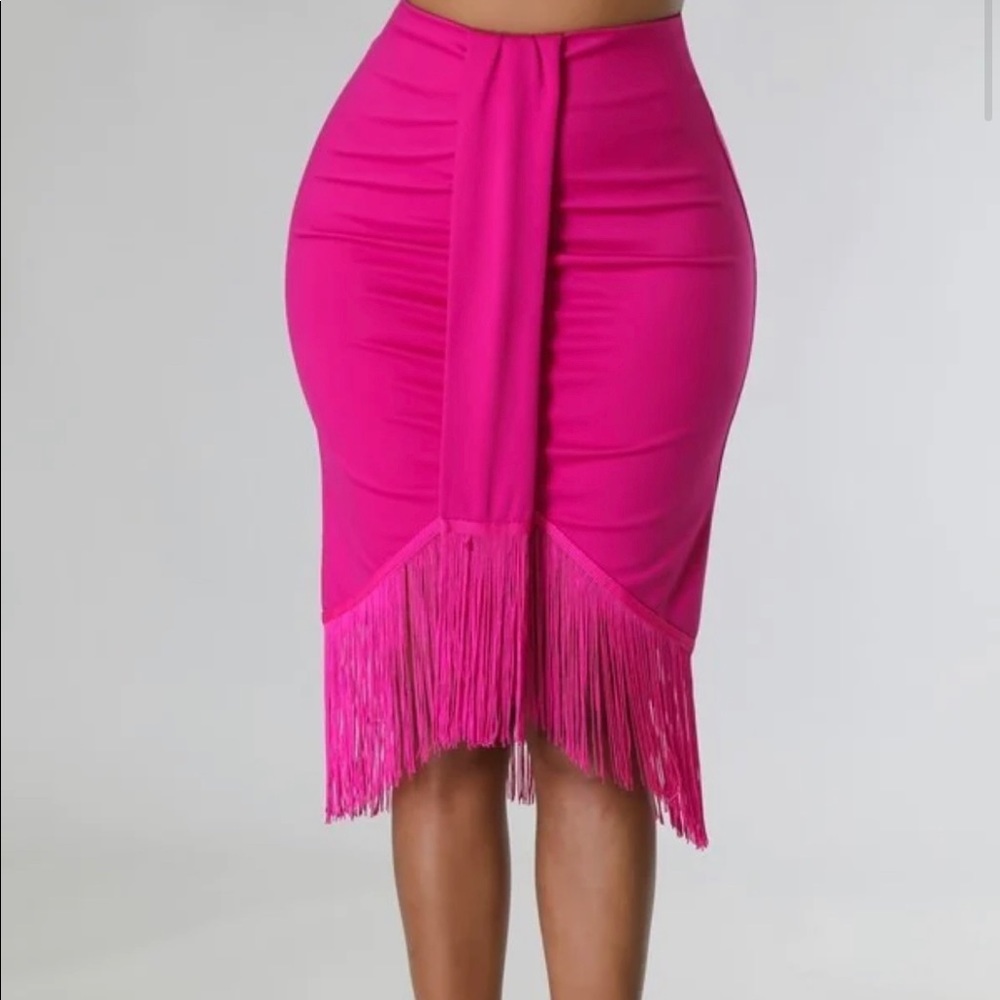 Tassel Fringe Hem Skirt - L